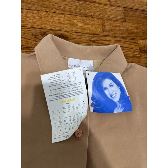 Susan Graver Style Womens Microfiber Jacket Sz Large Beige Scalloped Hem NWT! - Picture 5 of 6